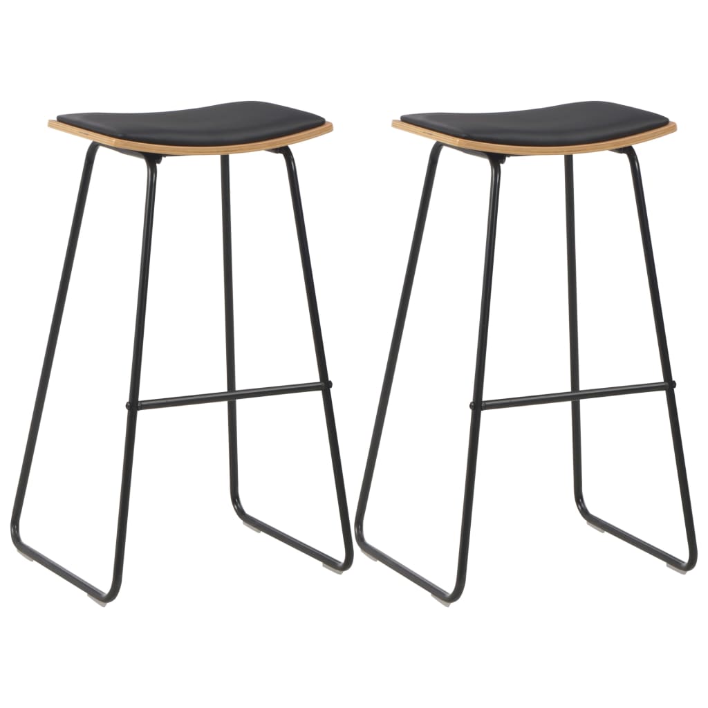 Bar stools, 2 pcs, black, artificial leather
