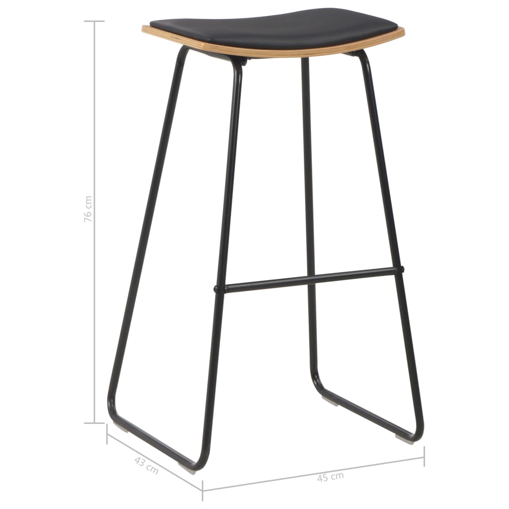 Bar stools, 2 pcs, black, artificial leather