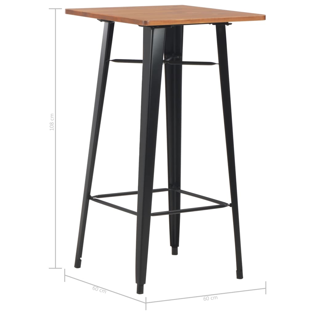 Bar table, 60x60x108cm, solid pine, steel