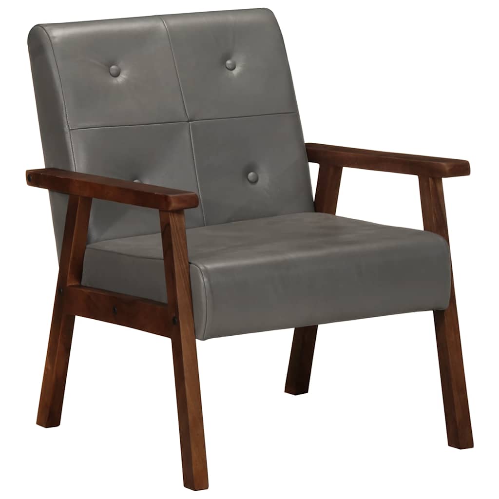 Armchair, gray, genuine leather