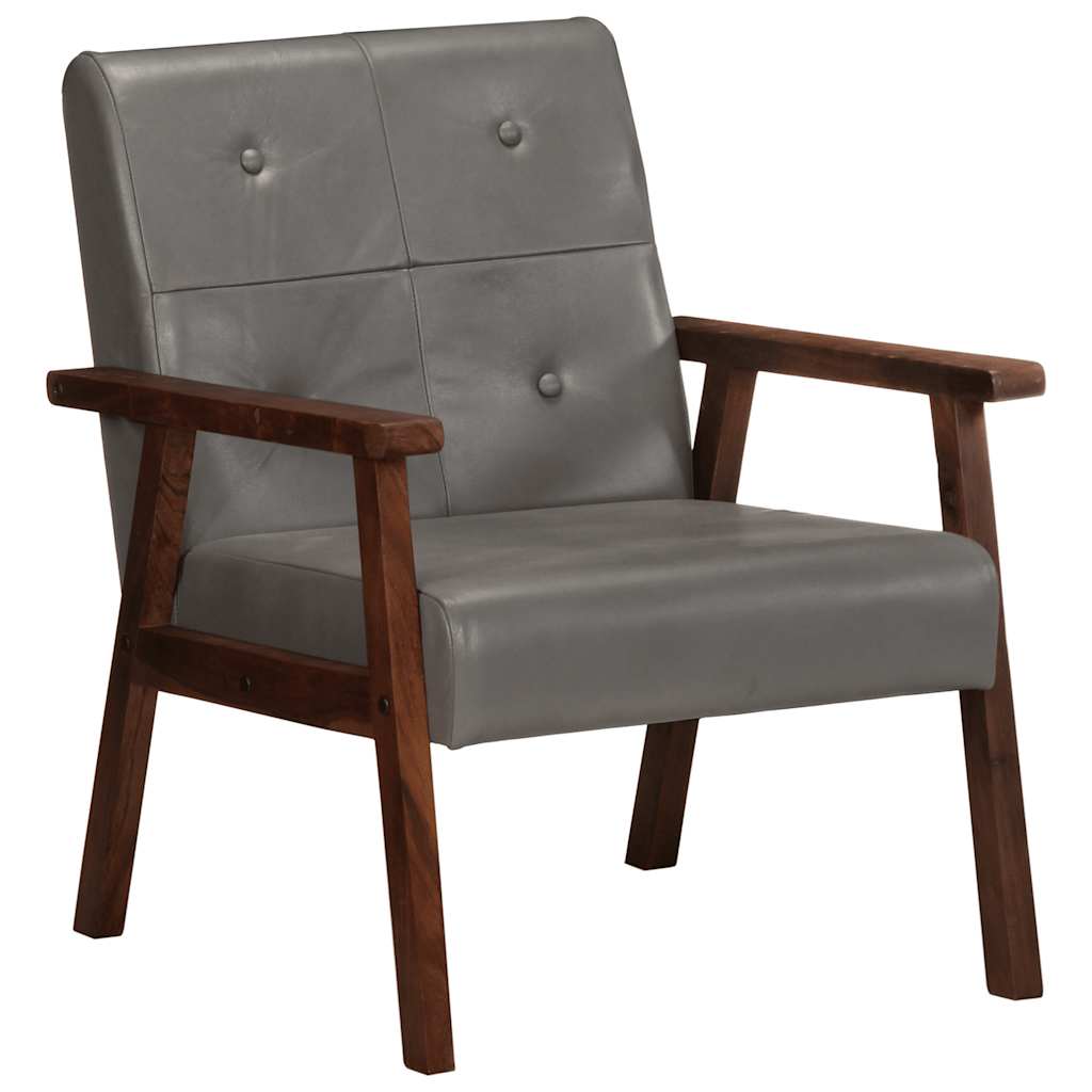 Armchair, gray, genuine leather