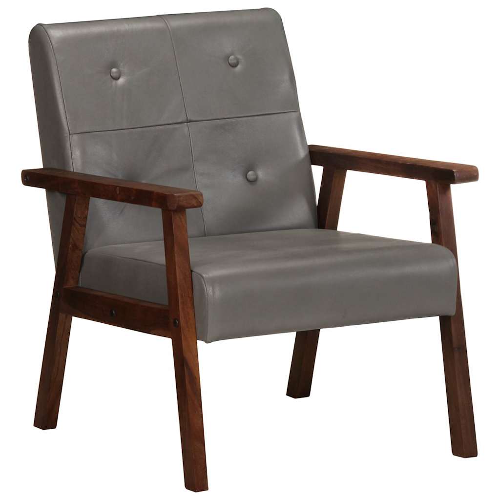 Armchair, gray, genuine leather
