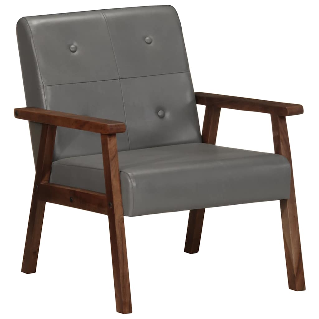 Armchair, gray, genuine leather