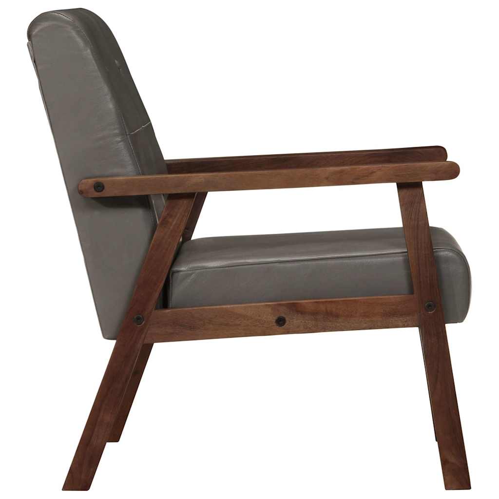 Armchair, gray, genuine leather