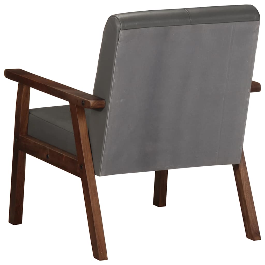 Armchair, gray, genuine leather