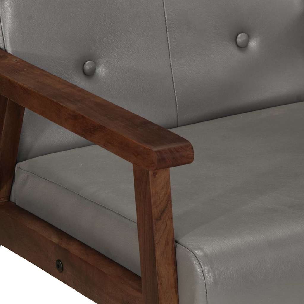Armchair, gray, genuine leather