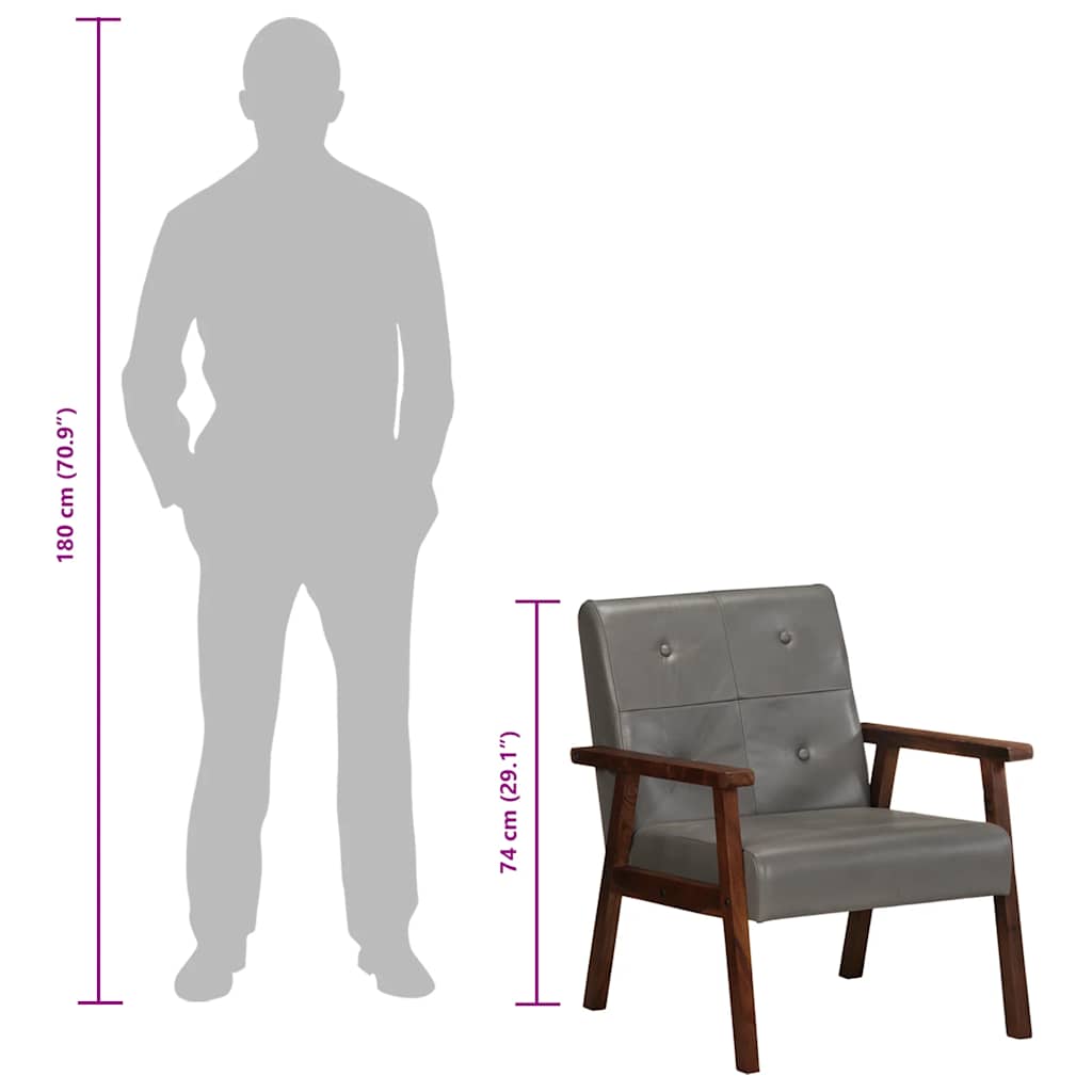 Armchair, gray, genuine leather