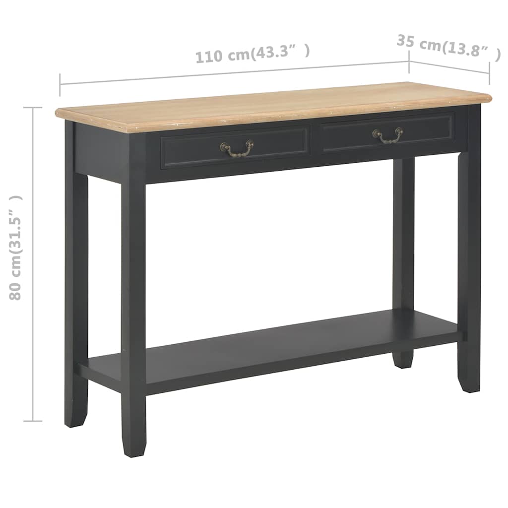 Console table, black, 110x35x80cm, wood