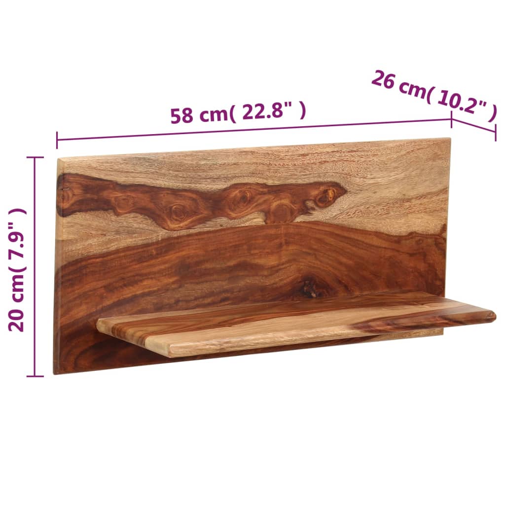 Wall shelves, 2 pcs., 58x26x20cm, pinkish wood fiberboard.