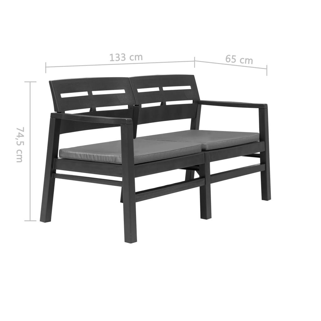Dvivietis sodo suoliukas su pag., antr. sp., 133cm, plastikas