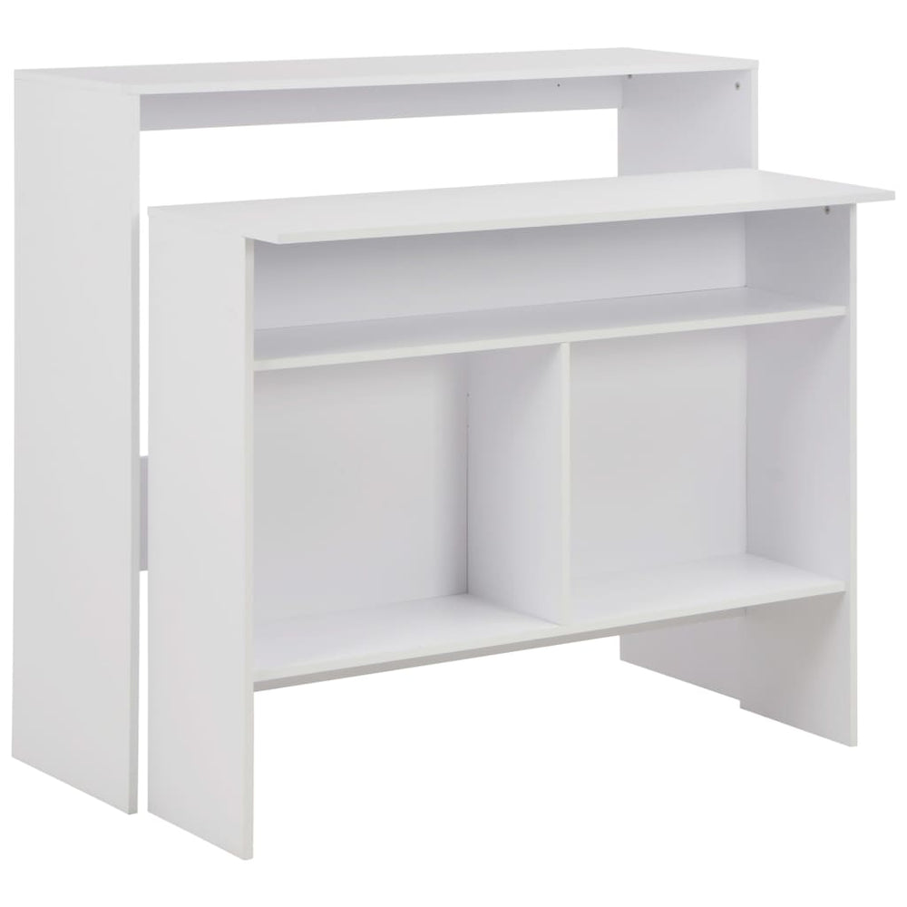 Bar table with 2 tabletops, white, 130x40x120cm