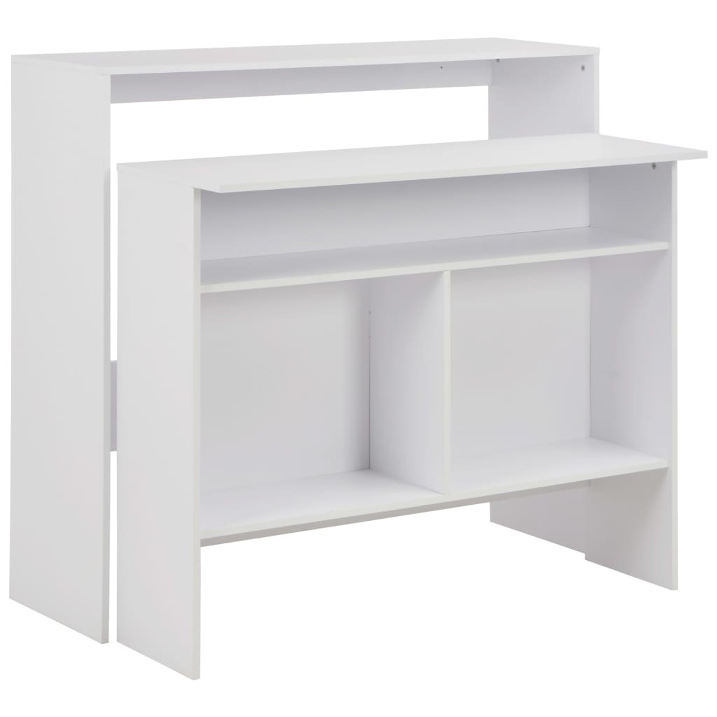Bar table with 2 tabletops, white, 130x40x120cm