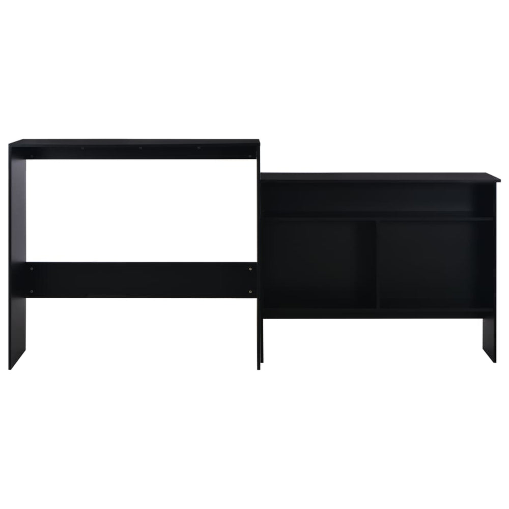 Bar table with 2 tabletops, black, 130x40x120cm