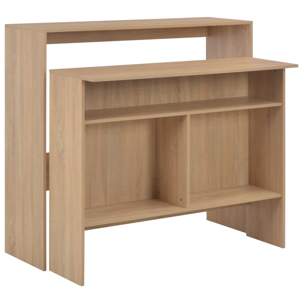 Bar table with 2 tabletops, oak veneer, 130x40x120cm