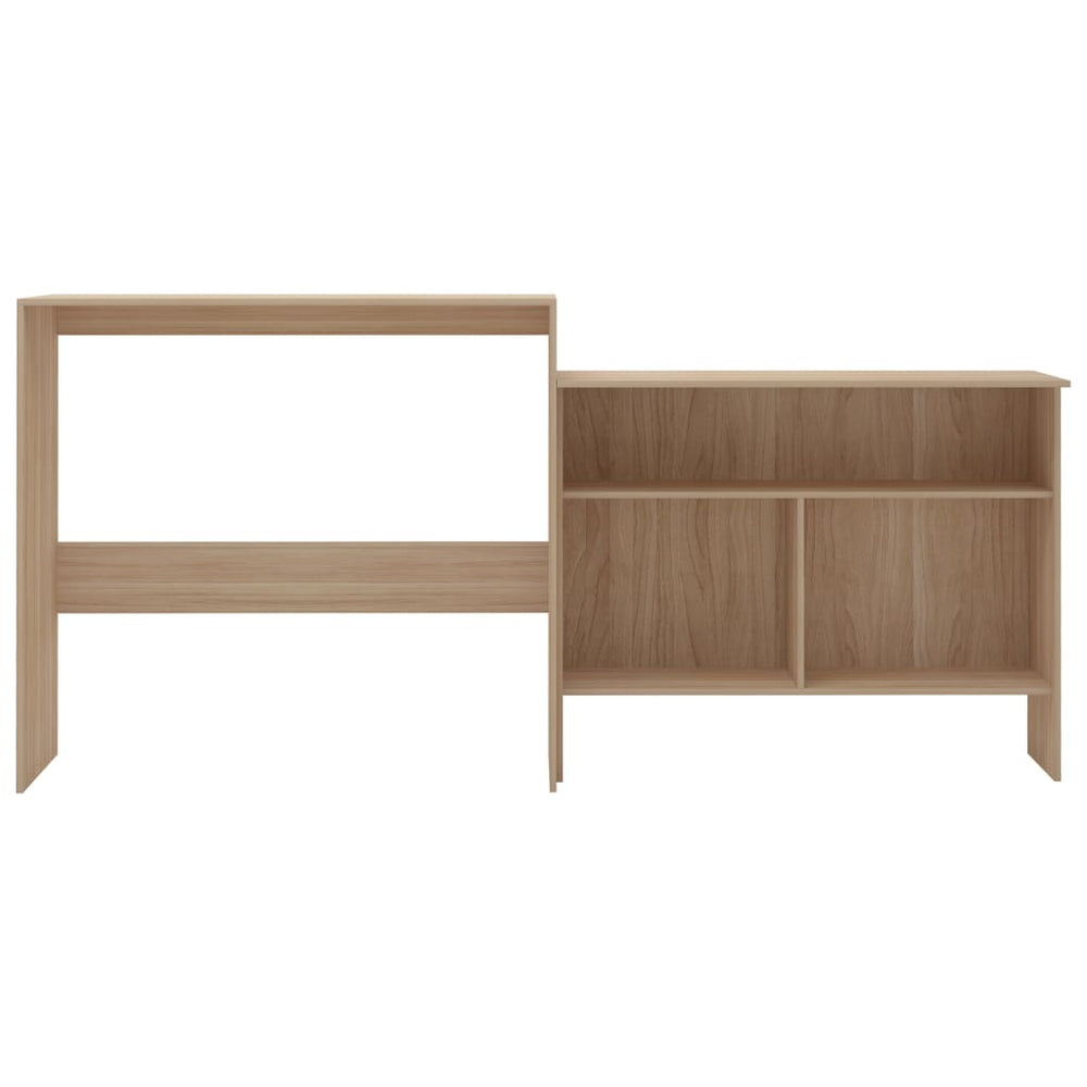 Bar table with 2 tabletops, oak veneer, 130x40x120cm