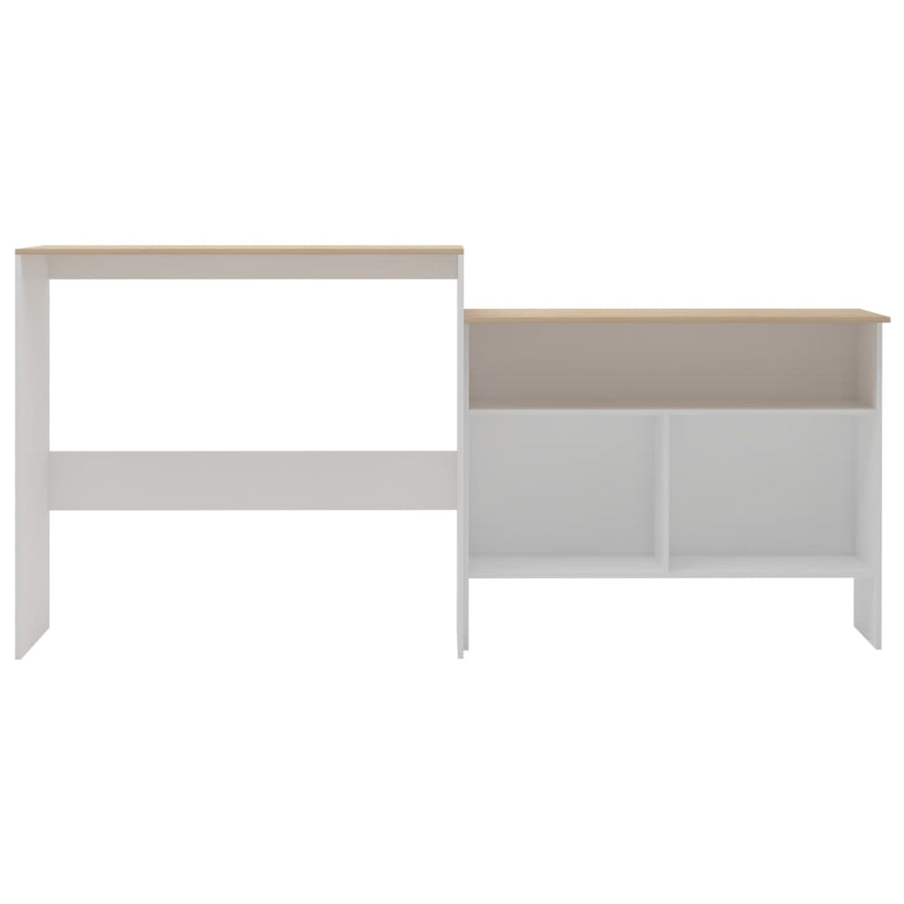 Bar table with 2 tops, white and oak, 130x40x120cm