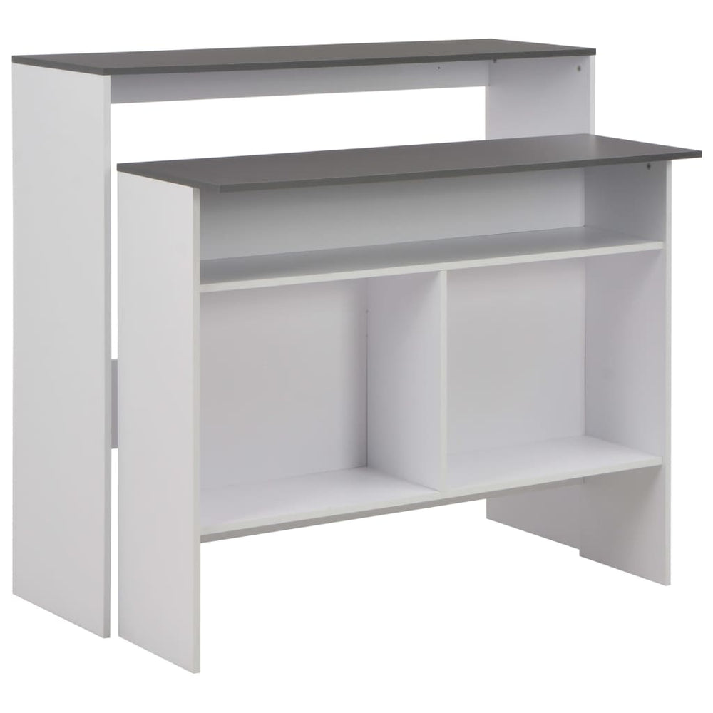 Bar table with 2 tabletops, white and grey, 130x40x120cm