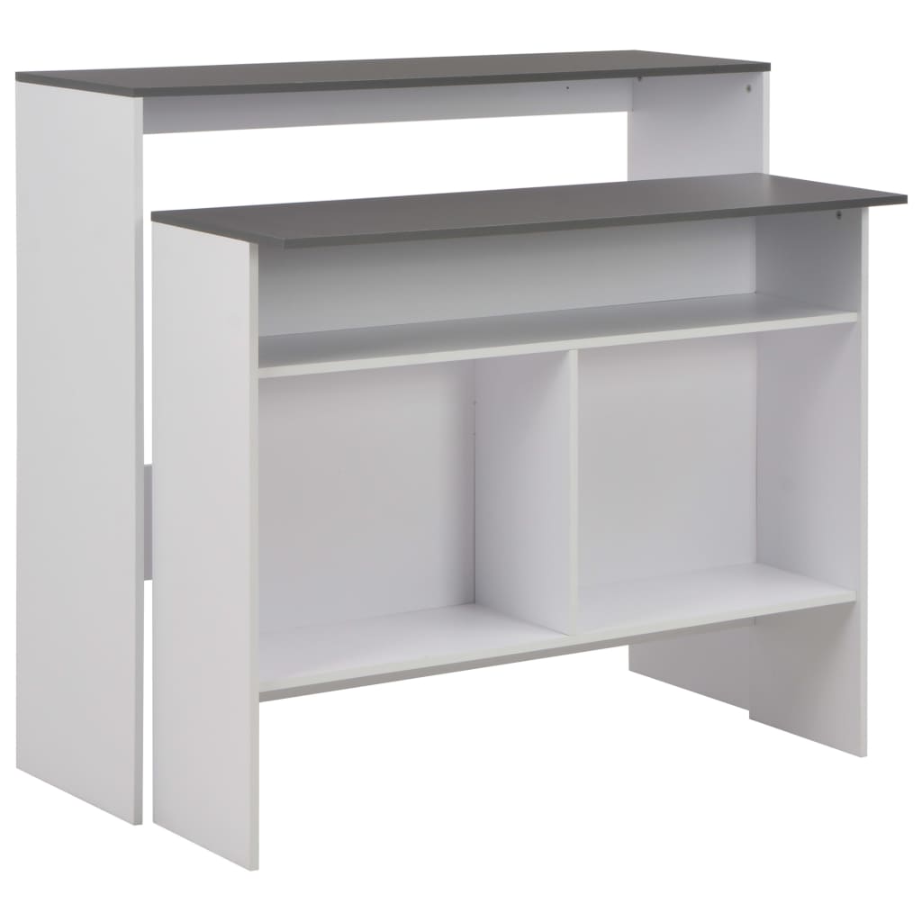 Bar table with 2 tabletops, white and grey, 130x40x120cm