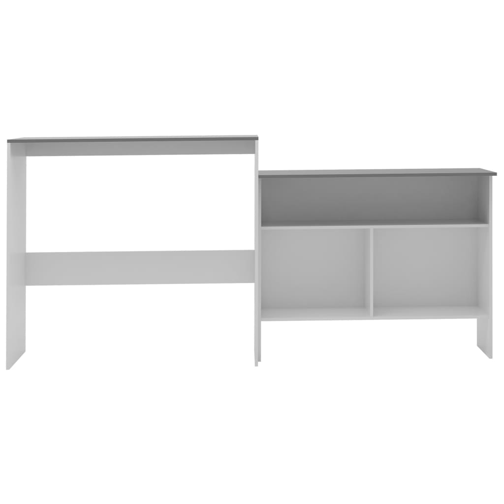 Bar table with 2 tabletops, white and grey, 130x40x120cm