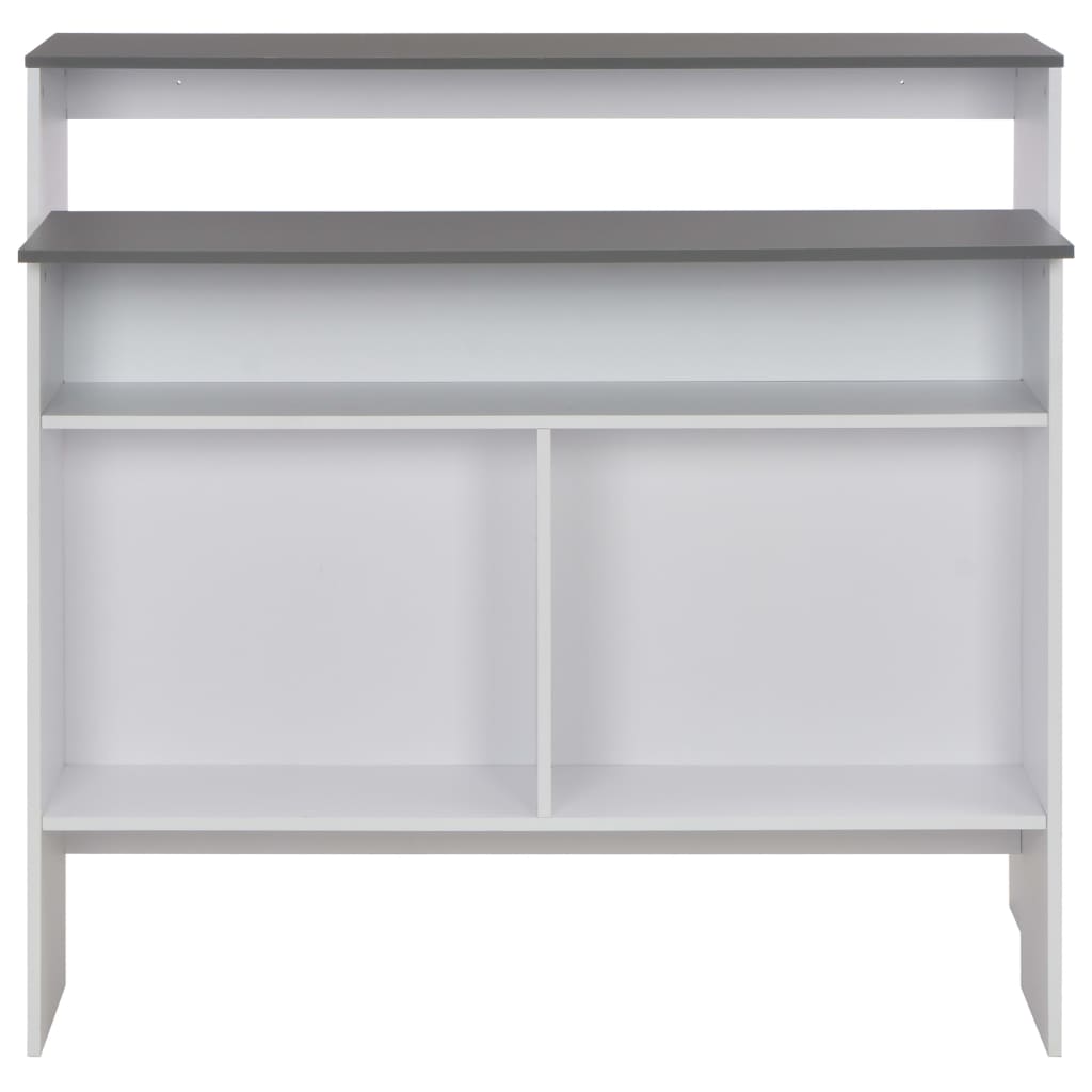 Bar table with 2 tabletops, white and grey, 130x40x120cm