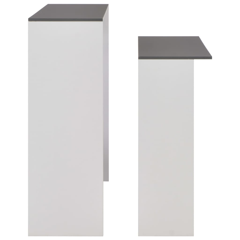 Bar table with 2 tabletops, white and grey, 130x40x120cm