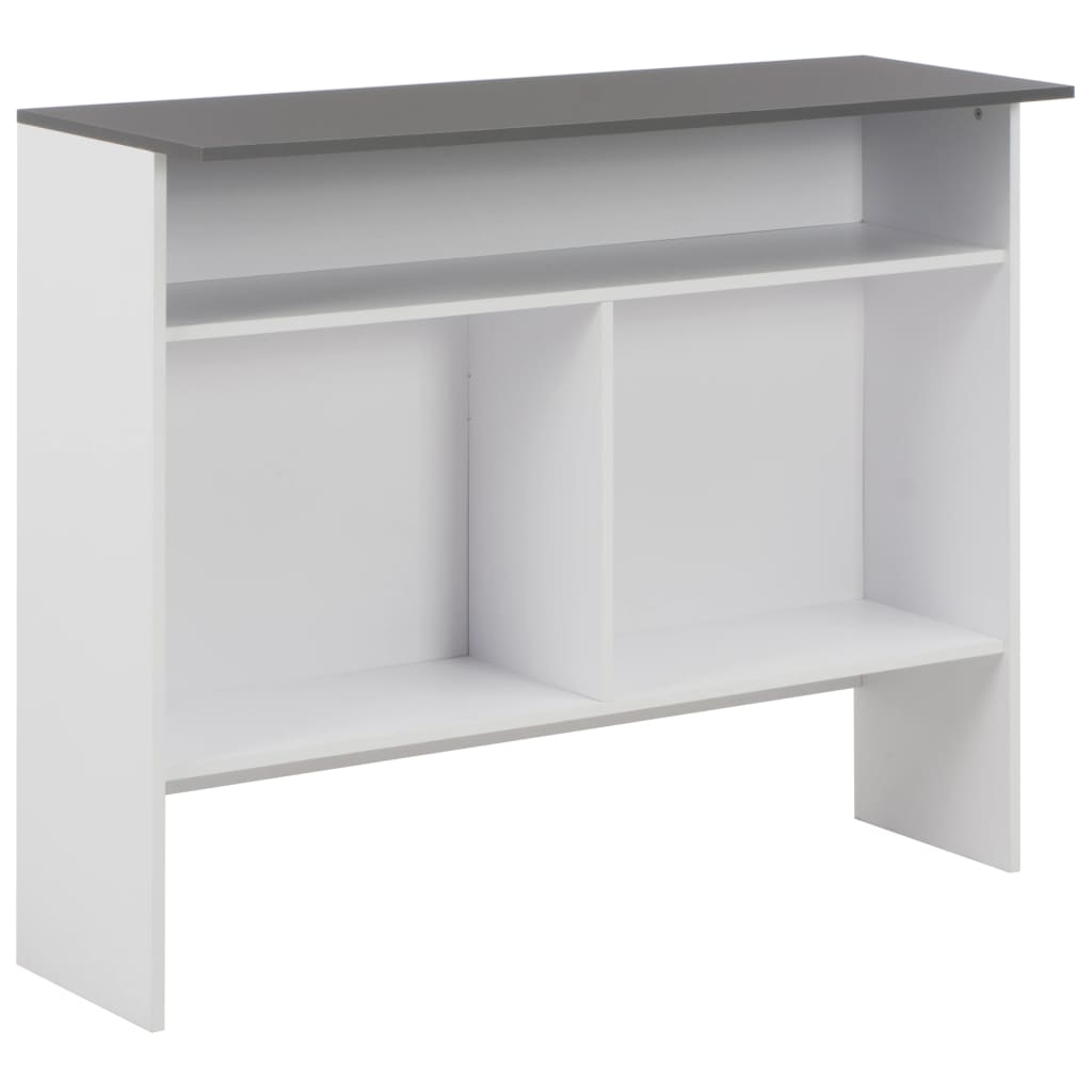 Bar table with 2 tabletops, white and grey, 130x40x120cm