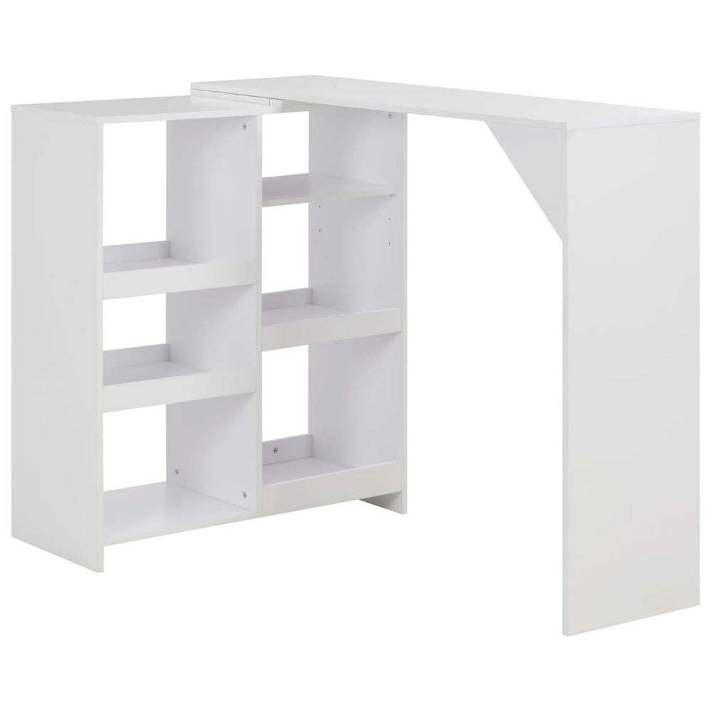 Bar table with movable shelf, white, 138x39x110cm