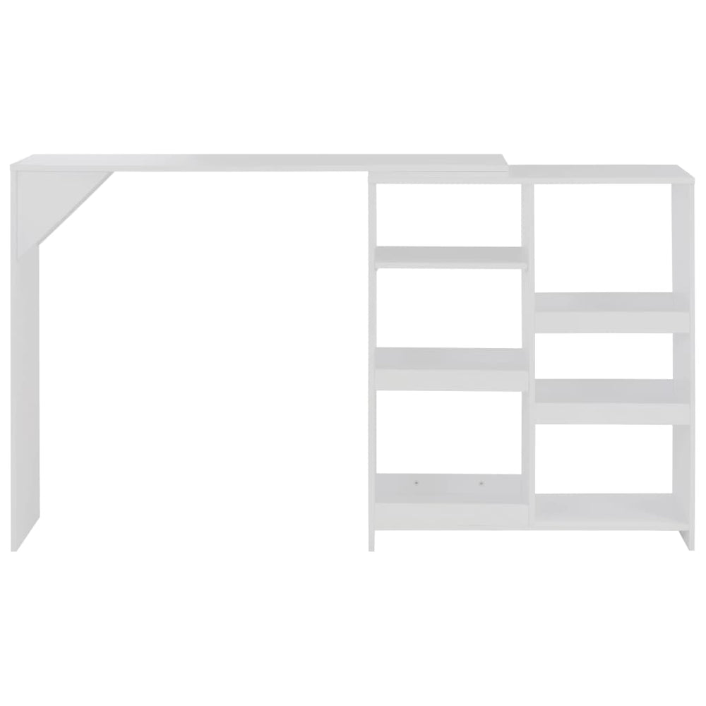 Bar table with movable shelf, white, 138x39x110cm