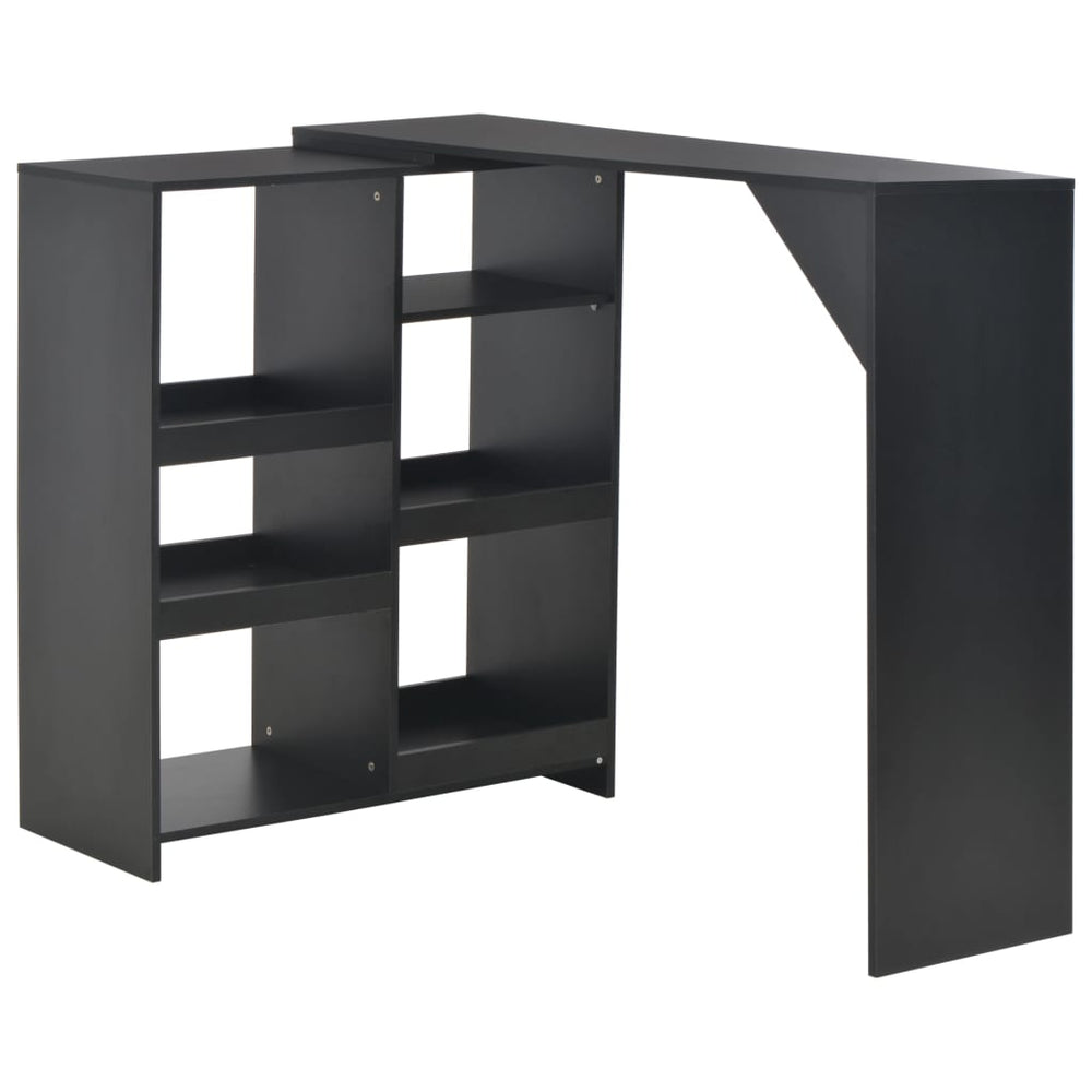 Bar table with movable shelf, black, 138x39x110cm