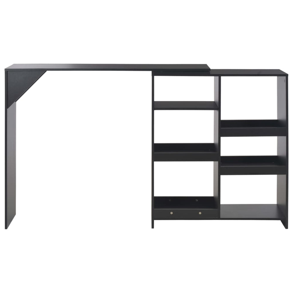 Bar table with movable shelf, black, 138x39x110cm