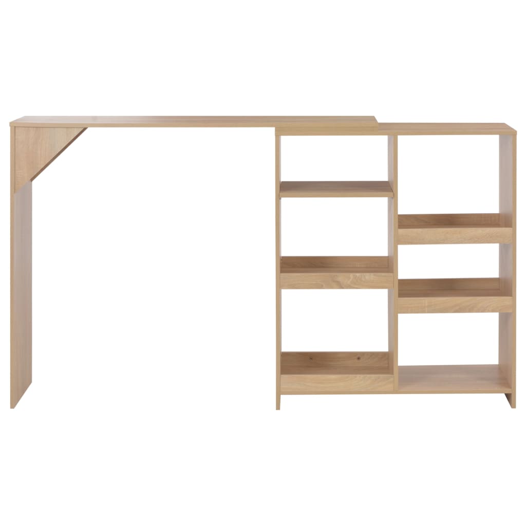 Bar table with movable shelf, oak, 138x39x110cm