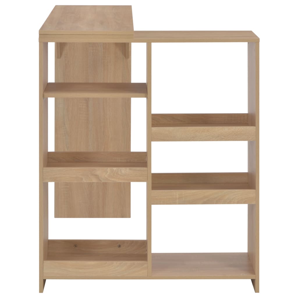 Bar table with movable shelf, oak, 138x39x110cm