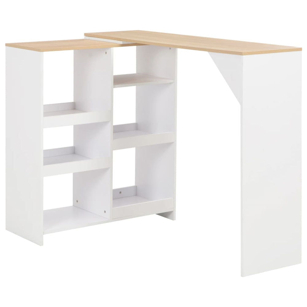 Bar table with movable shelf, white, 138x39x110cm