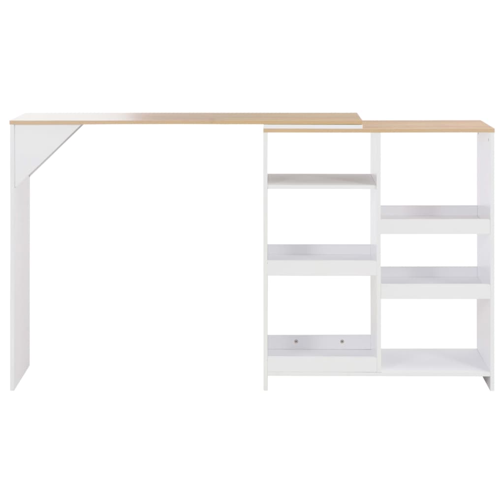 Bar table with movable shelf, white, 138x39x110cm