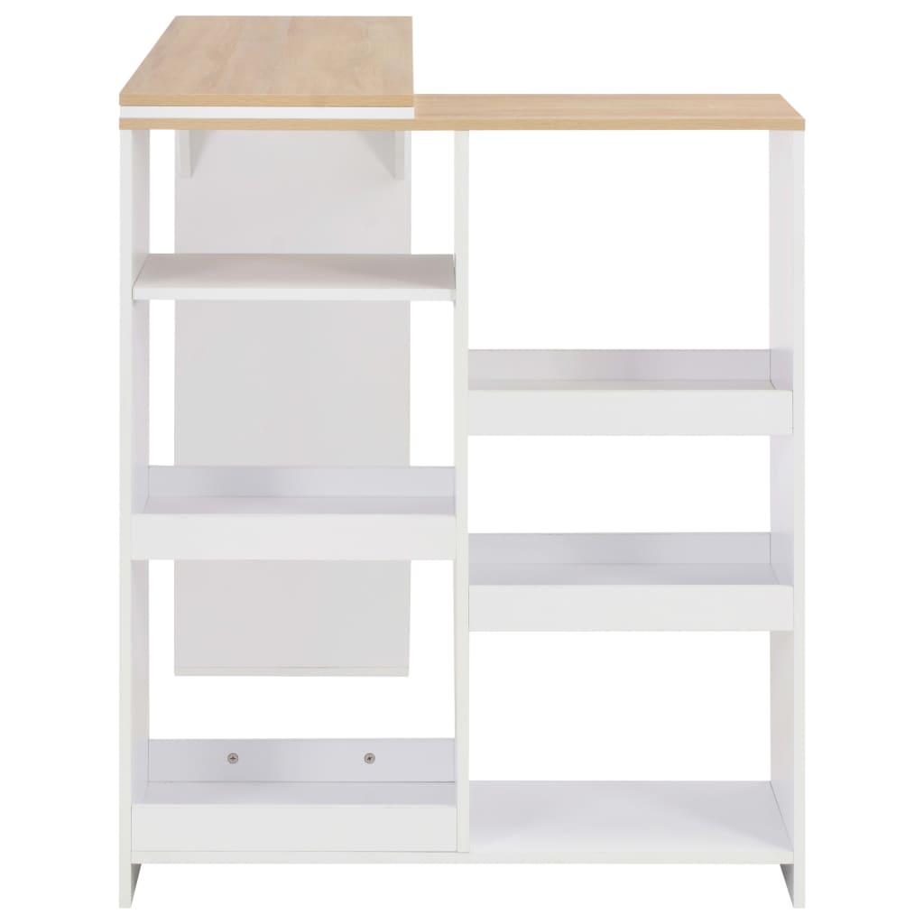 Bar table with movable shelf, white, 138x39x110cm