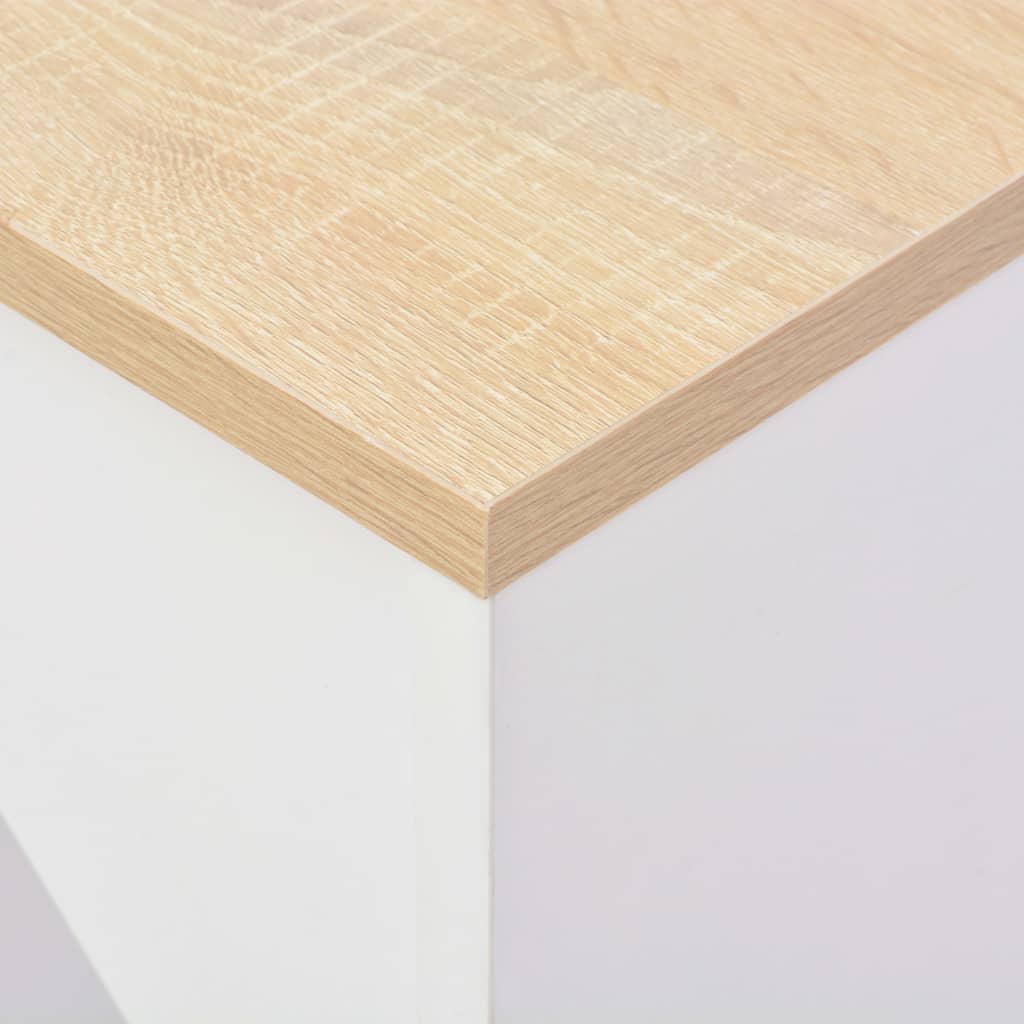 Bar table with movable shelf, white, 138x39x110cm