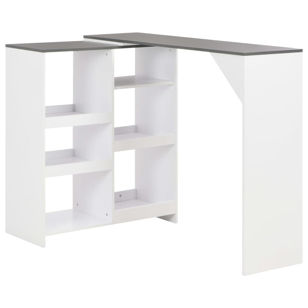 Bar table with movable shelf, white, 138x39x110cm