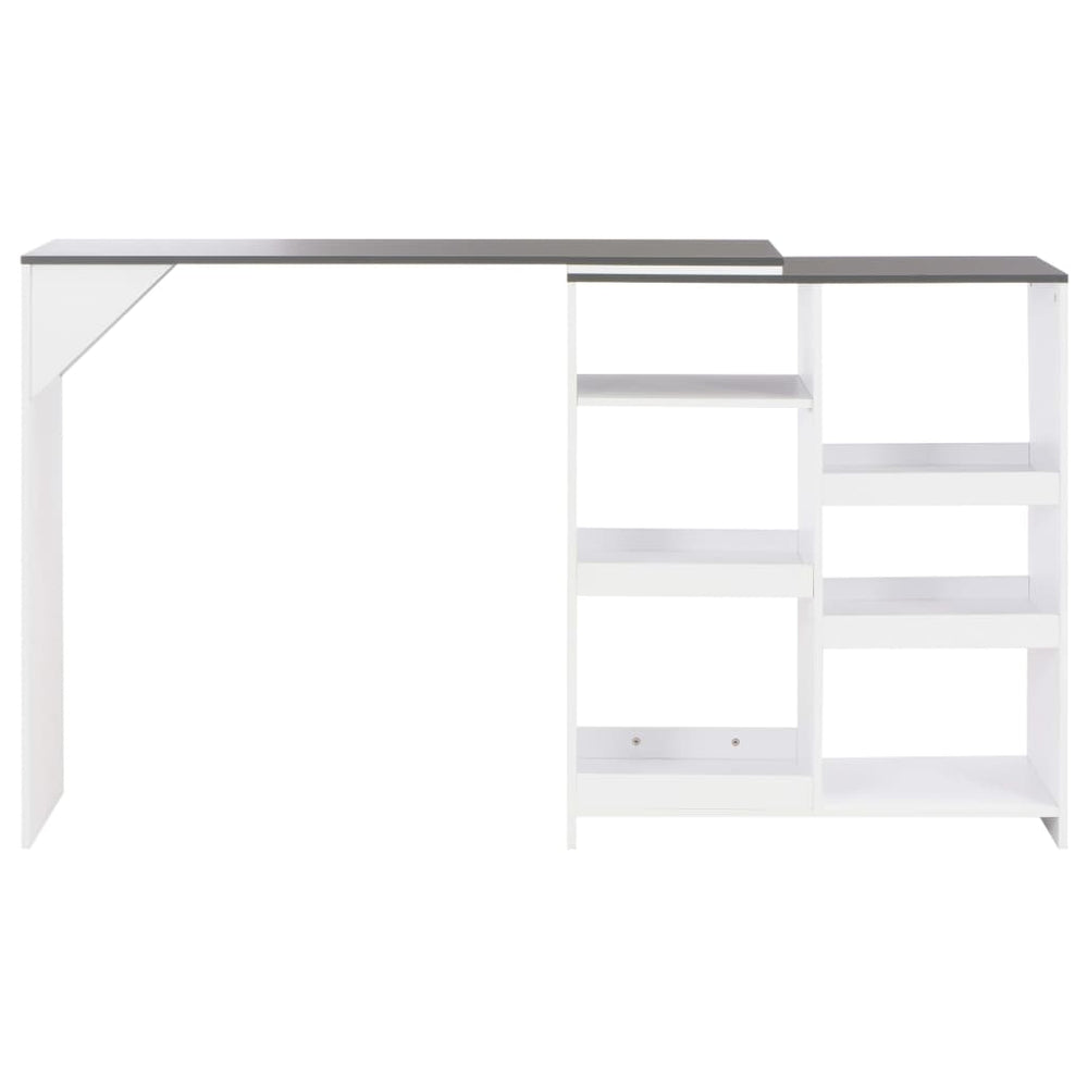 Bar table with movable shelf, white, 138x39x110cm