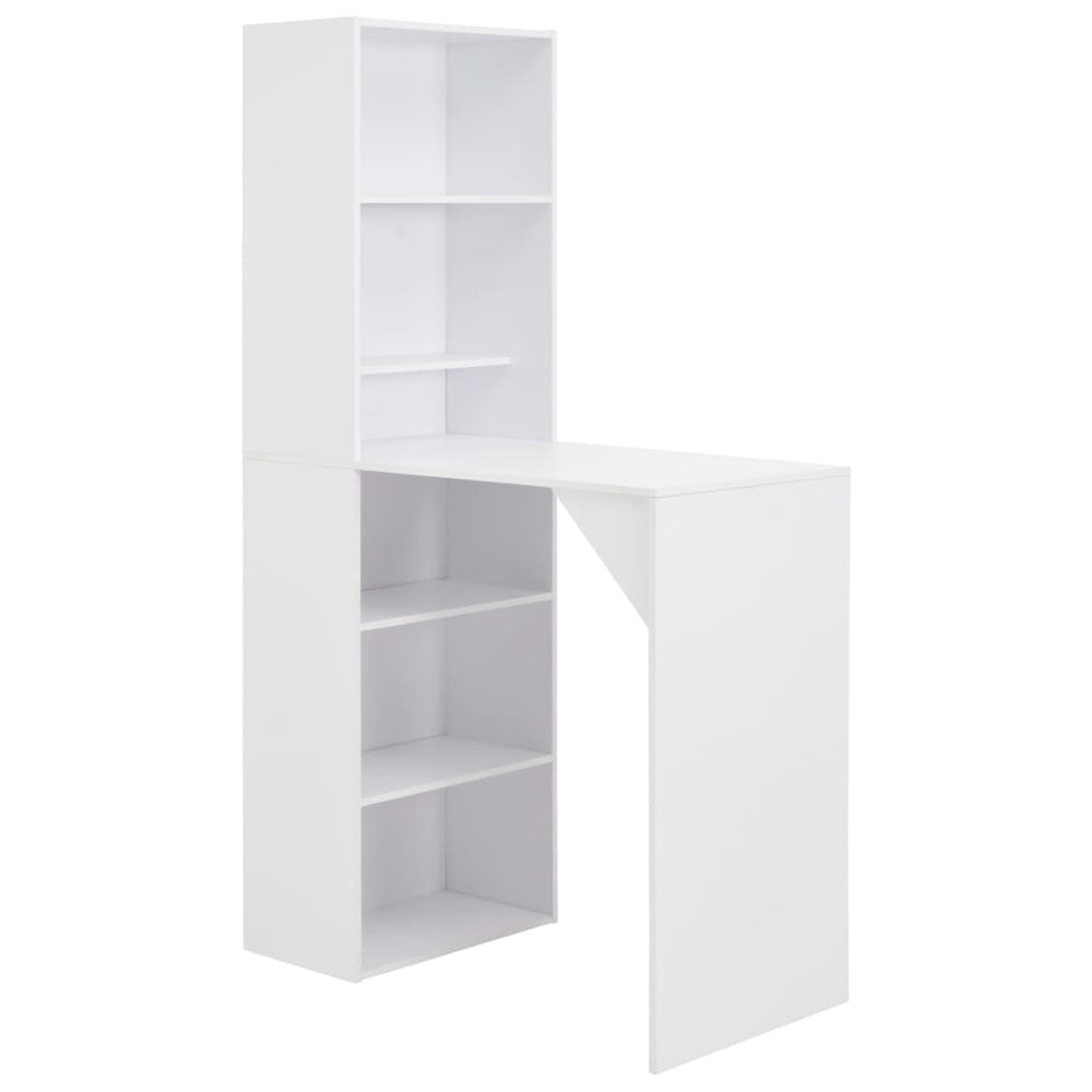 Bar table with cabinet, white, 115x59x200cm