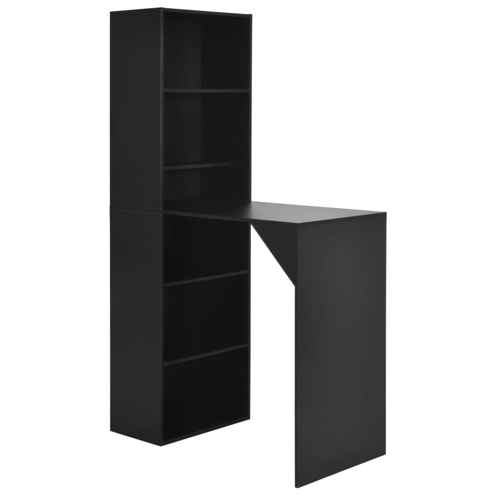 Bar table with cabinet, black, 115x59x200cm