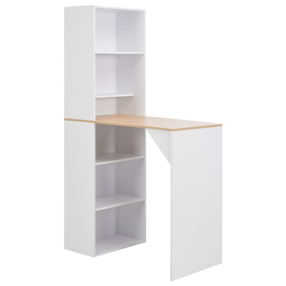 Bar table with cabinet, white, 115x59x200cm