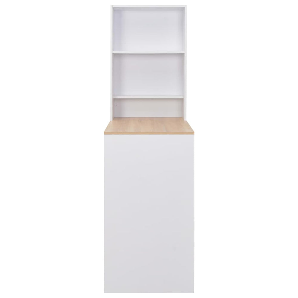 Bar table with cabinet, white, 115x59x200cm