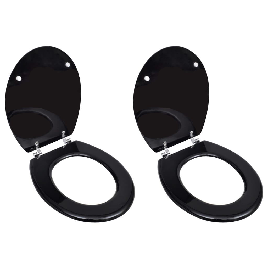 Toilet seats with lids, 2 pcs., black, MDF