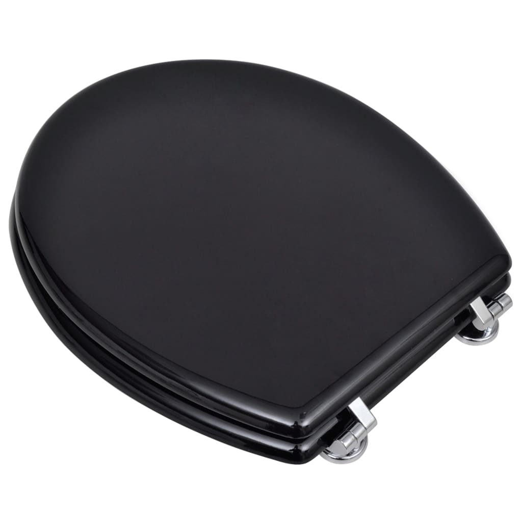 Toilet seats with lids, 2 pcs., black, MDF