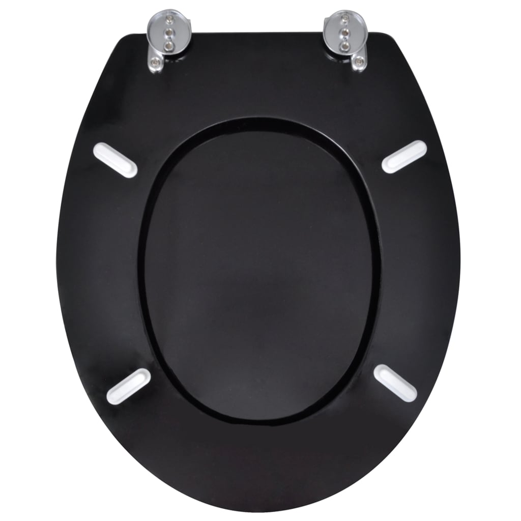 Toilet seats with lids, 2 pcs., black, MDF