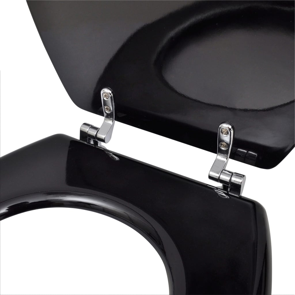 Toilet seats with lids, 2 pcs., black, MDF