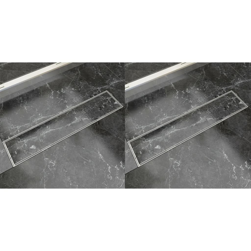 Garenās dušas teknes, 2 gab., 530x140mm, nerūsējošais tērauds