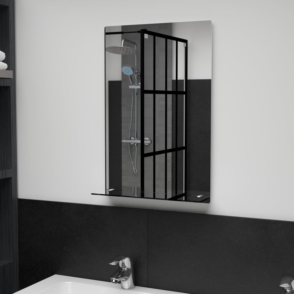 Wall mirror with shelf, 40x60cm, tempered glass