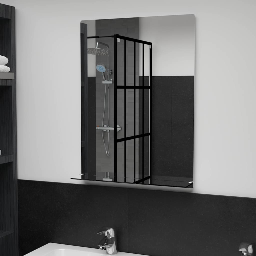 Wall mirror with shelf, 50x70cm, tempered glass
