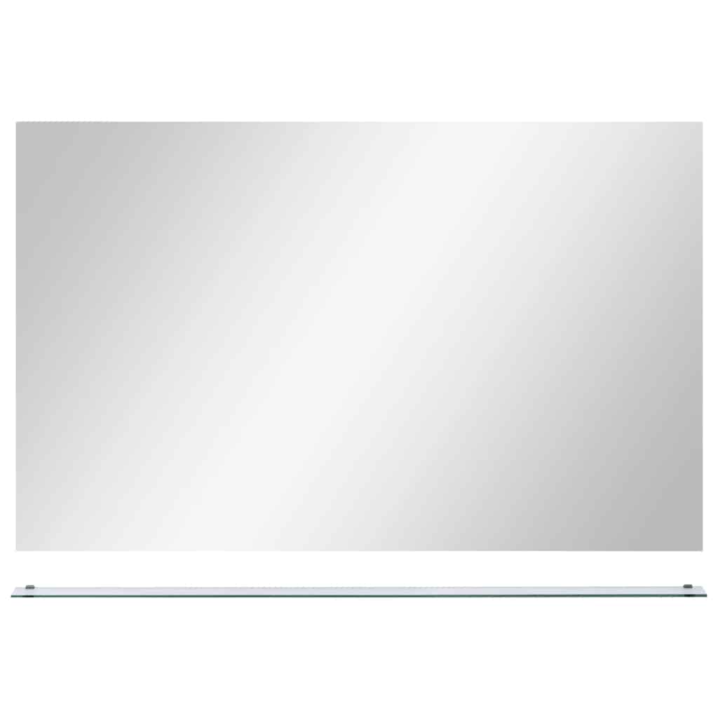Wall mirror with shelf, 100x60cm, tempered glass
